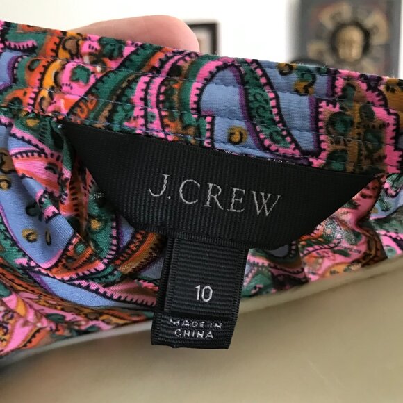 J CREW size 10 Liberty Fabrics Paisley Silk & Cotton Popover Top Blouse - Picture 4 of 4